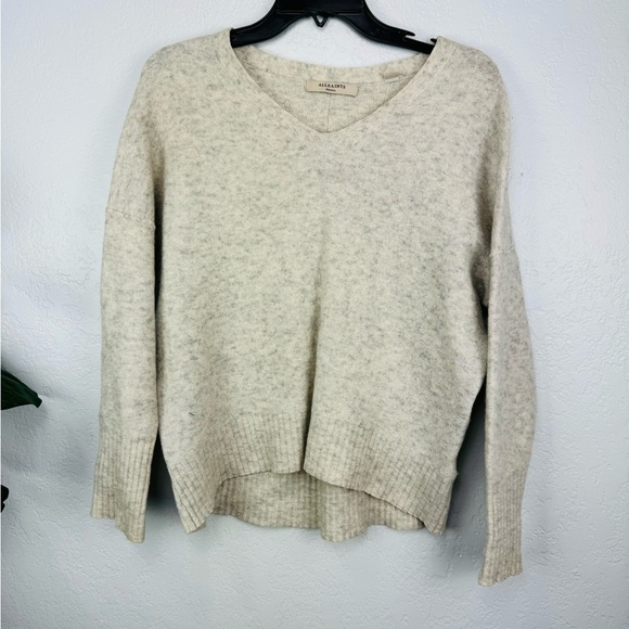 All Saints Alpha V-Neck Wool Blend Long Sleeve Pull-over Sweater Womens Size S - Picture 2 of 7